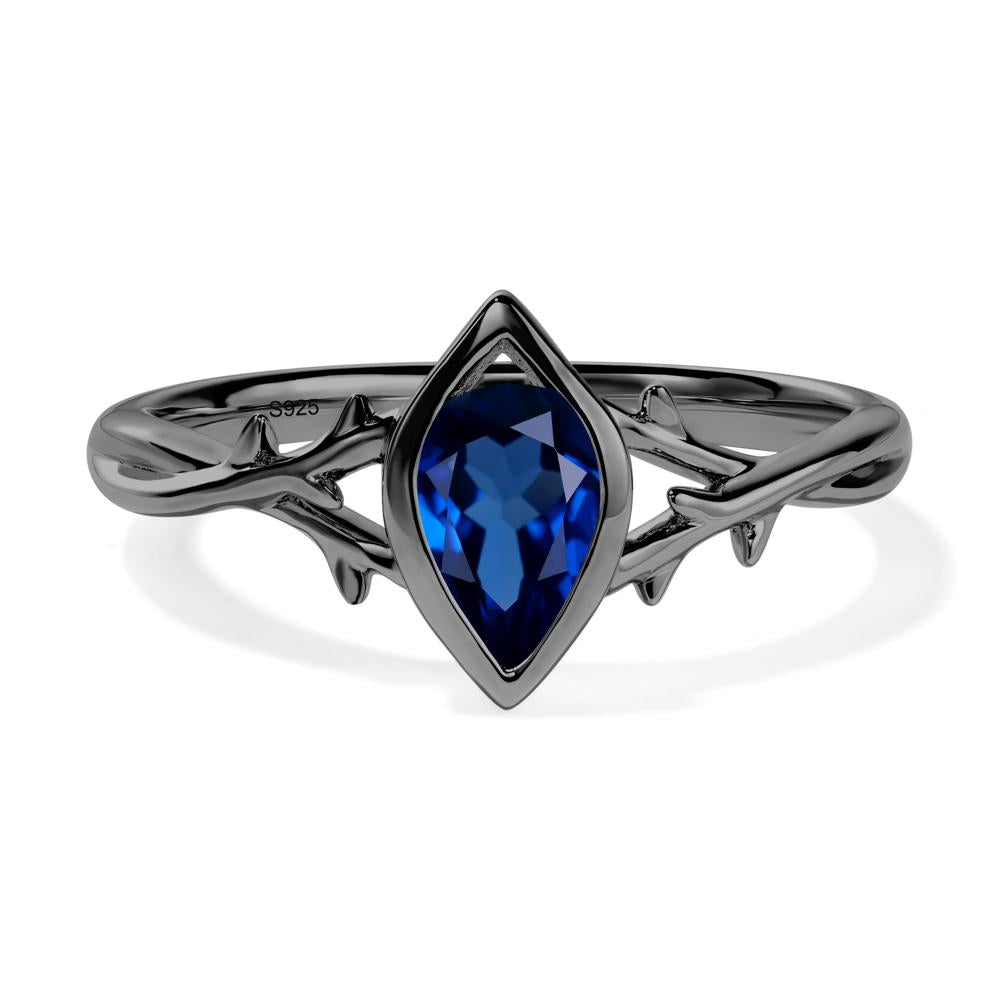Twig Sapphire Bezel Set Ring - LUO Jewelry #metal_black finish sterling silver