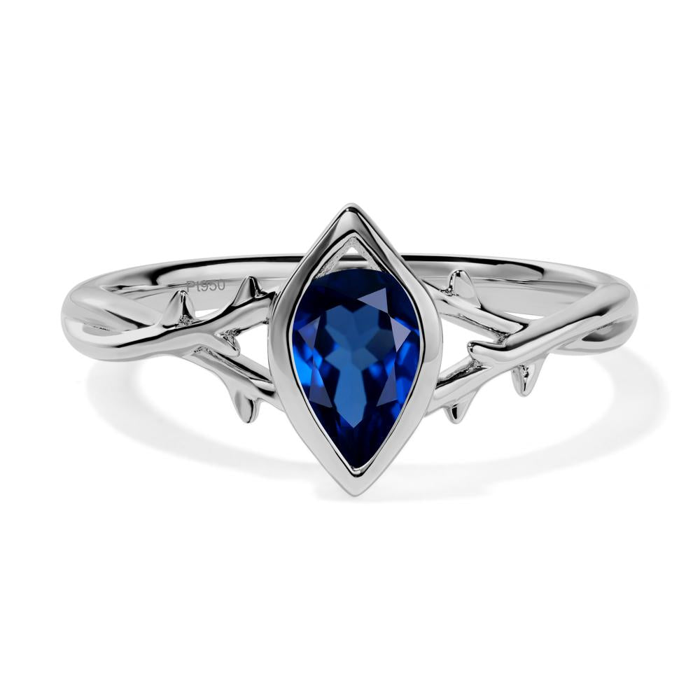 Twig Sapphire Bezel Set Ring - LUO Jewelry #metal_platinum