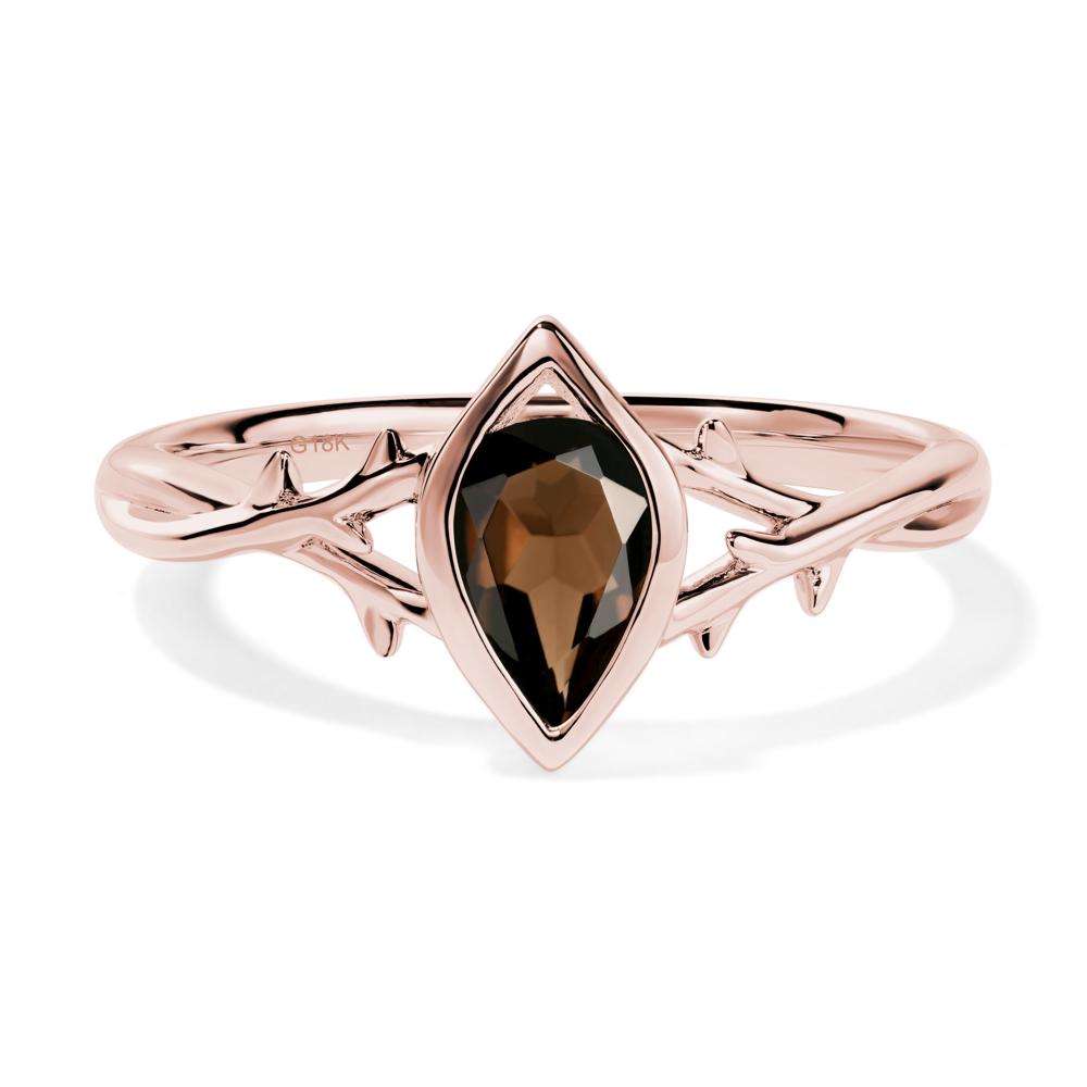 Twig Smoky Quartz Bezel Set Ring - LUO Jewelry #metal_18k rose gold