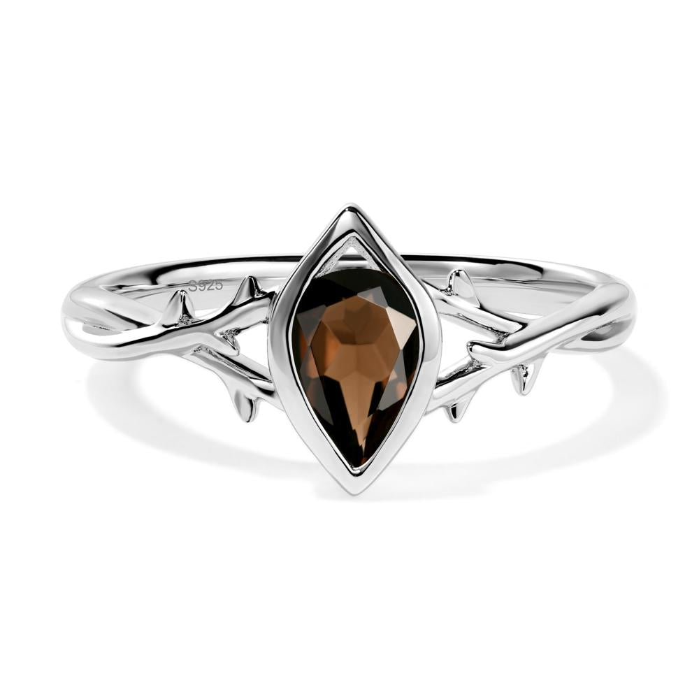 Twig Smoky Quartz Bezel Set Ring - LUO Jewelry #metal_sterling silver