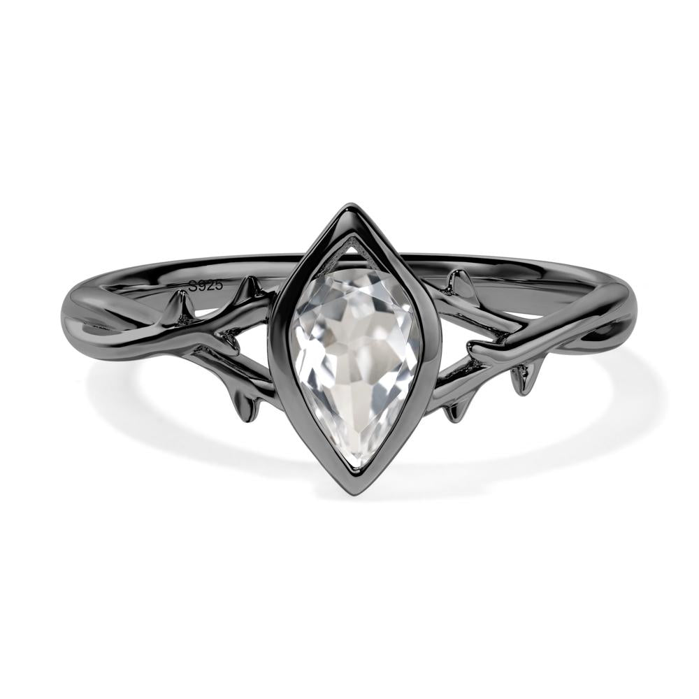 Twig White Topaz Bezel Set Ring - LUO Jewelry #metal_black finish sterling silver