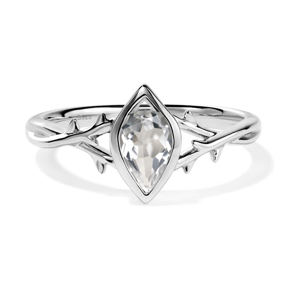 Twig White Topaz Bezel Set Ring - LUO Jewelry #metal_sterling silver