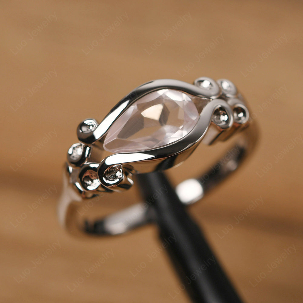 Simple Classic Rose Quartz Engagement Ring - LUO Jewelry