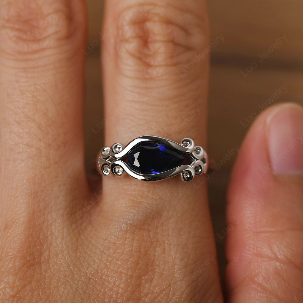 Simple Classic Lab Sapphire Engagement Ring - LUO Jewelry