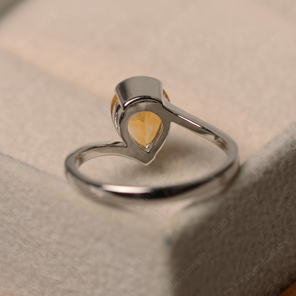 Pear Shaped Citrine Solitaire Engagement Ring - LUO Jewelry