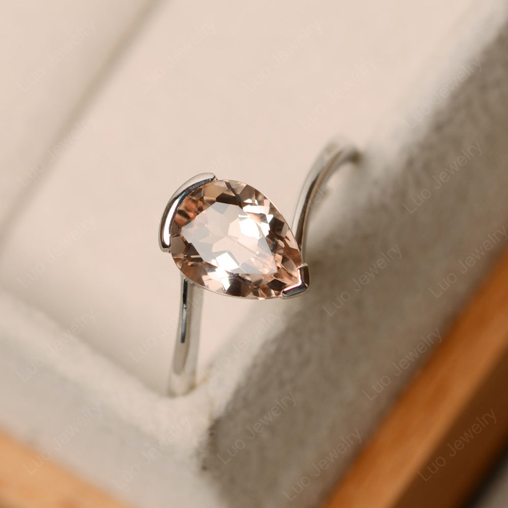 Pear Shaped Morganite Solitaire Engagement Ring - LUO Jewelry