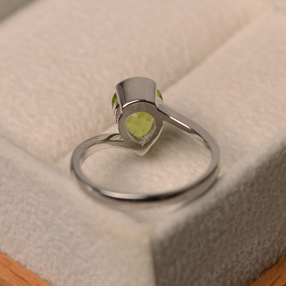 Pear Shaped Peridot Solitaire Engagement Ring - LUO Jewelry