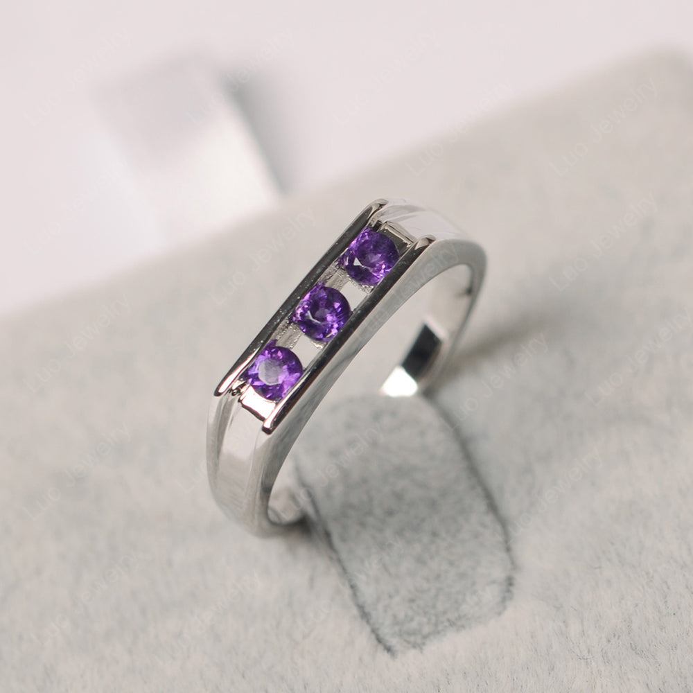 3 Stone Amethyst Band Ring - LUO Jewelry