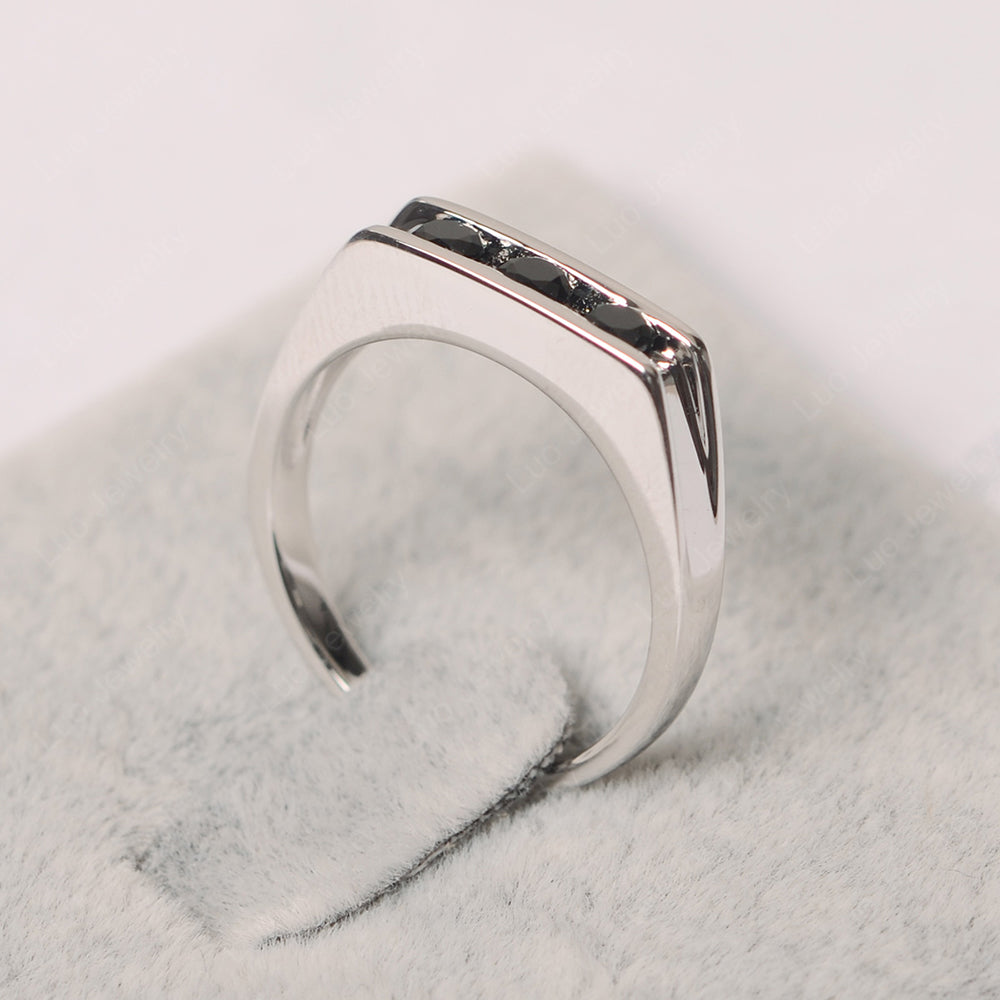3 Stone Black Spinel Band Ring - LUO Jewelry