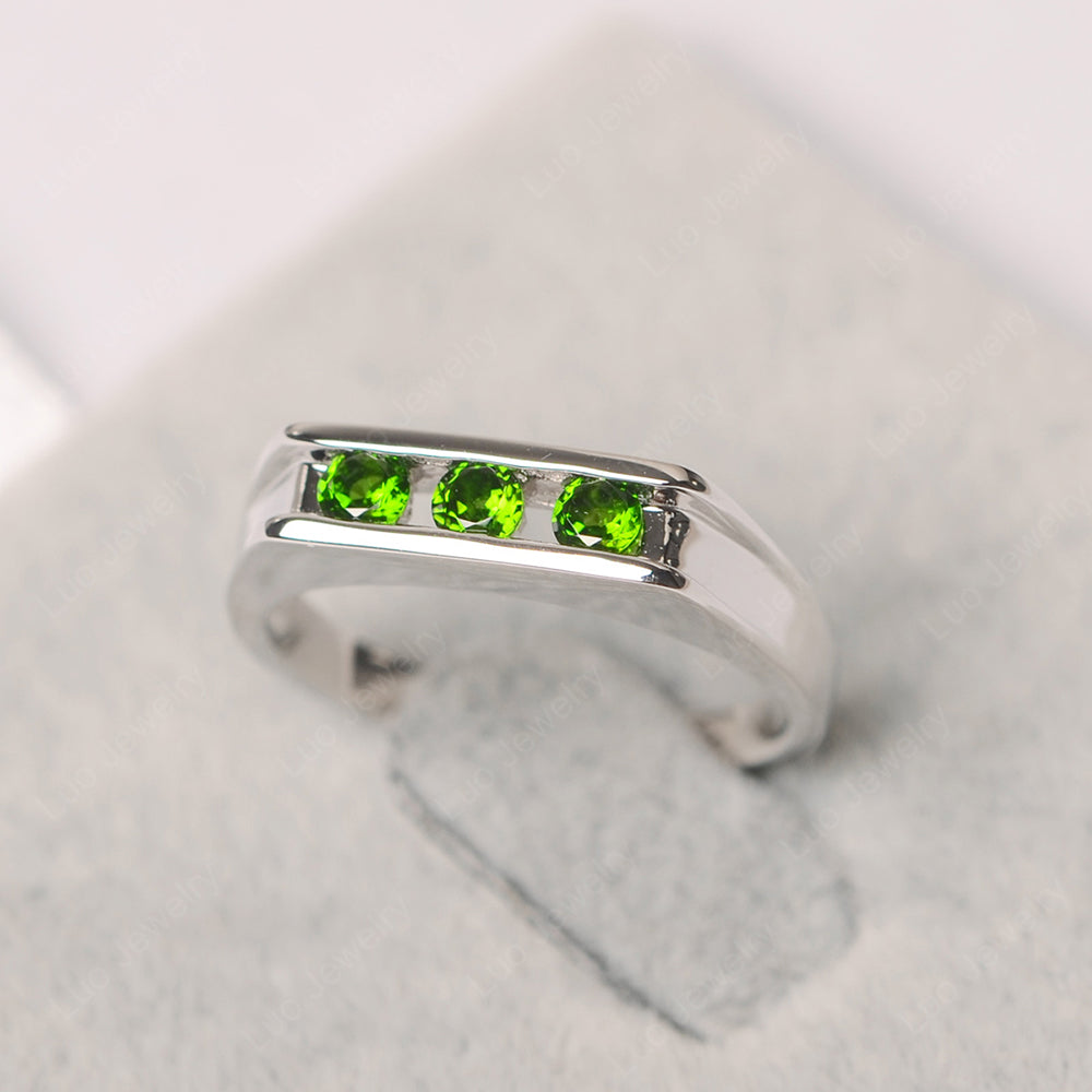 3 Stone Diopside Band Ring - LUO Jewelry