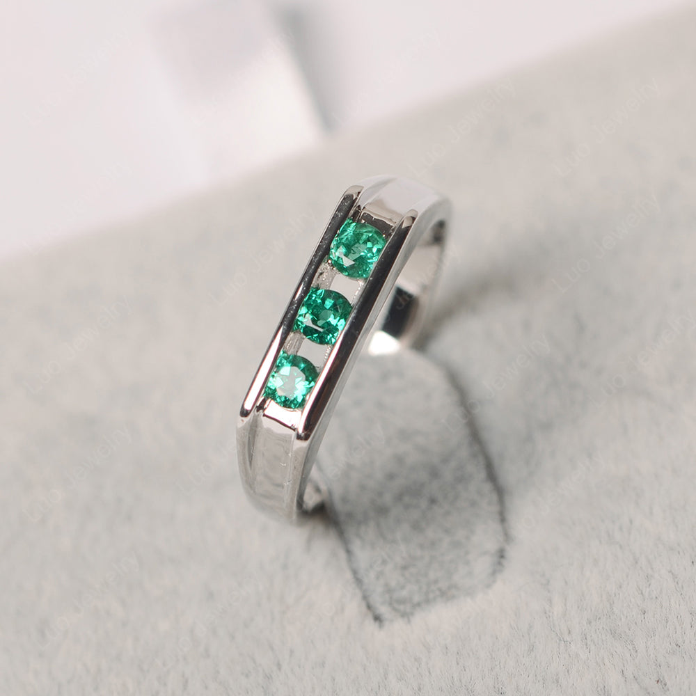 3 Stone Lab Emerald Band Ring - LUO Jewelry
