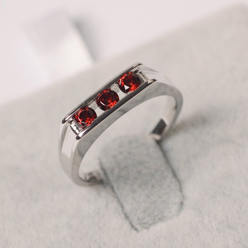 3 Stone Garnet Band Ring - LUO Jewelry