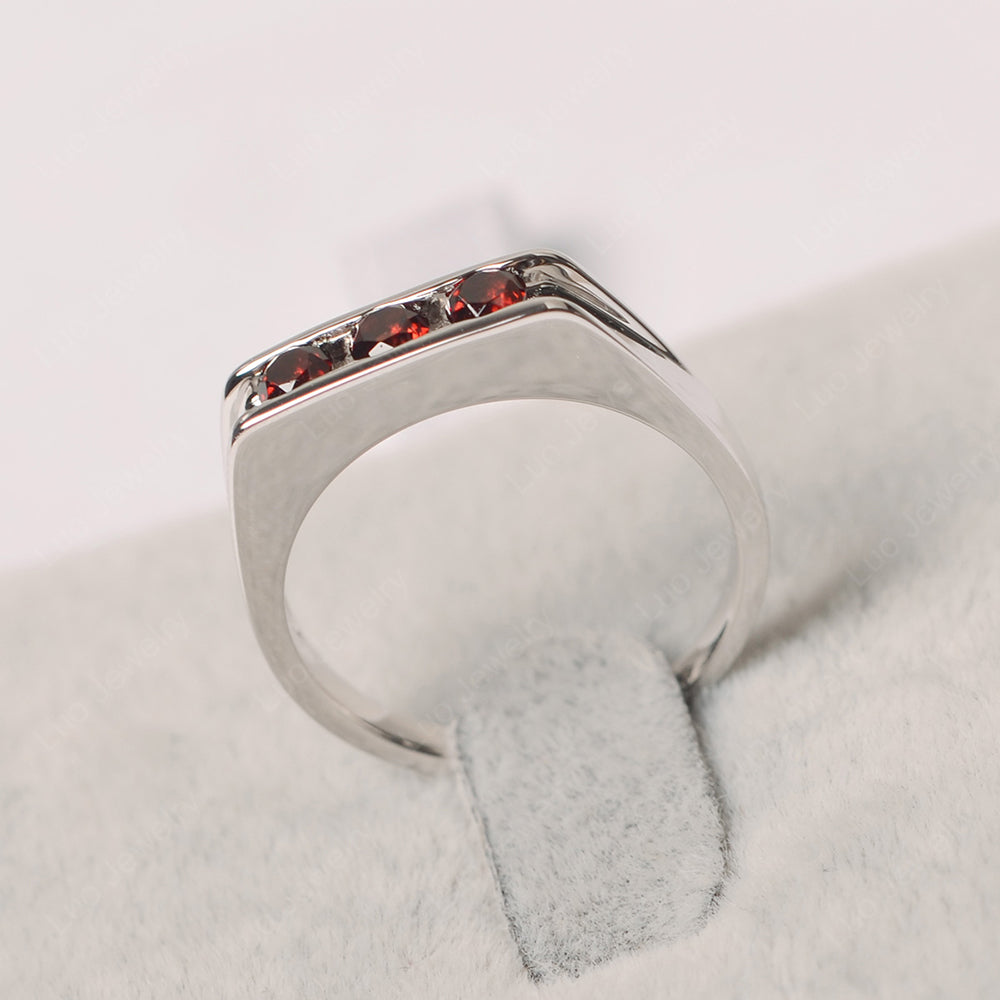 3 Stone Garnet Band Ring - LUO Jewelry