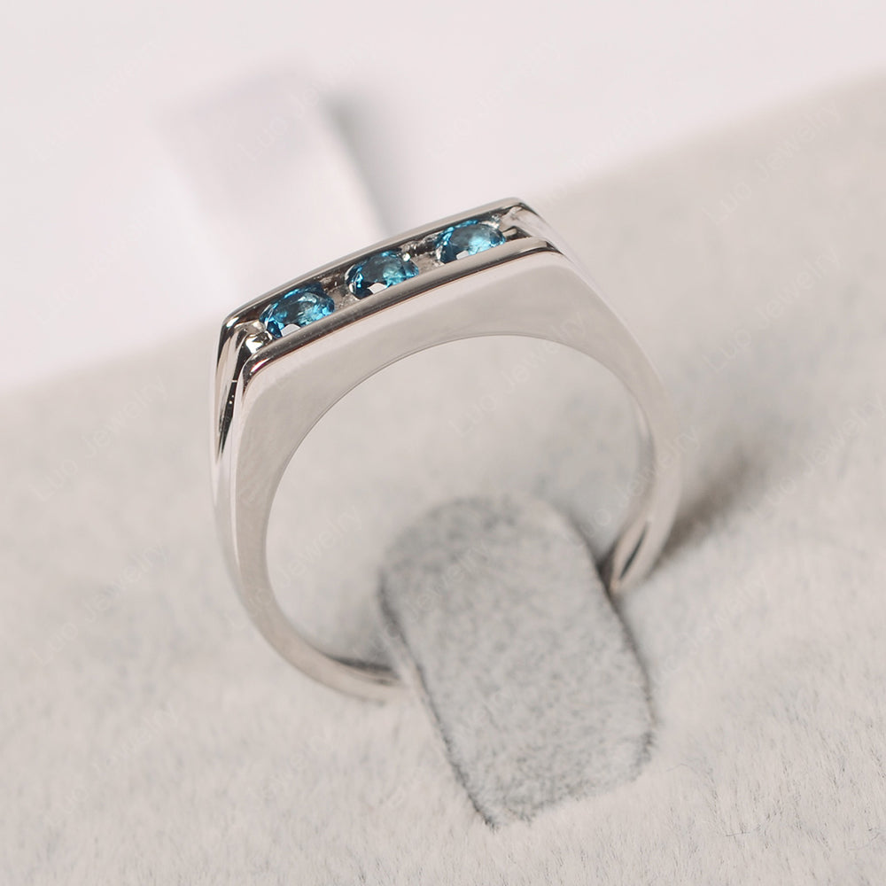 3 Stone London Blue Topaz Band Ring - LUO Jewelry