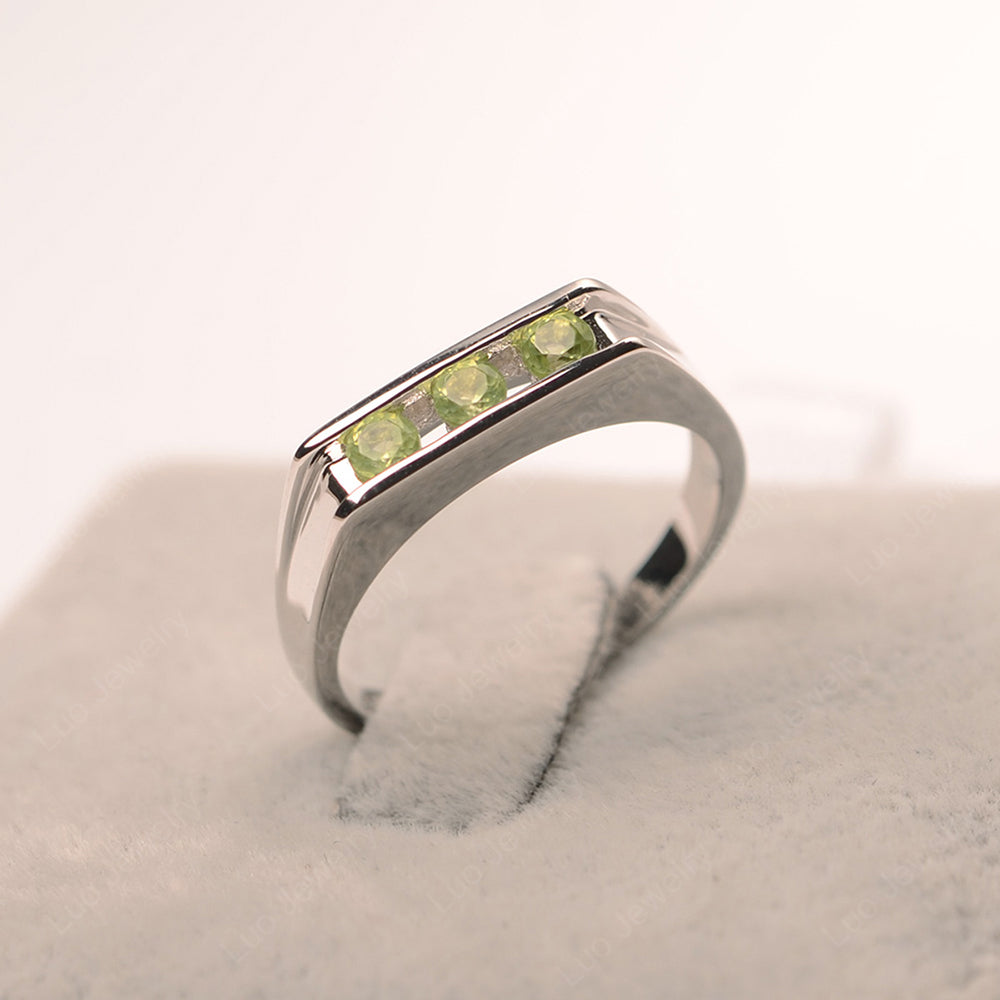 3 Stone Peridot Band Ring - LUO Jewelry