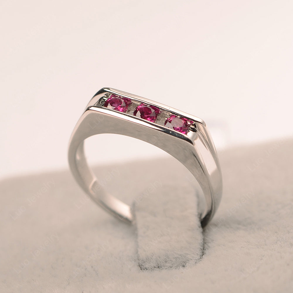 3 Stone Ruby Band Ring - LUO Jewelry