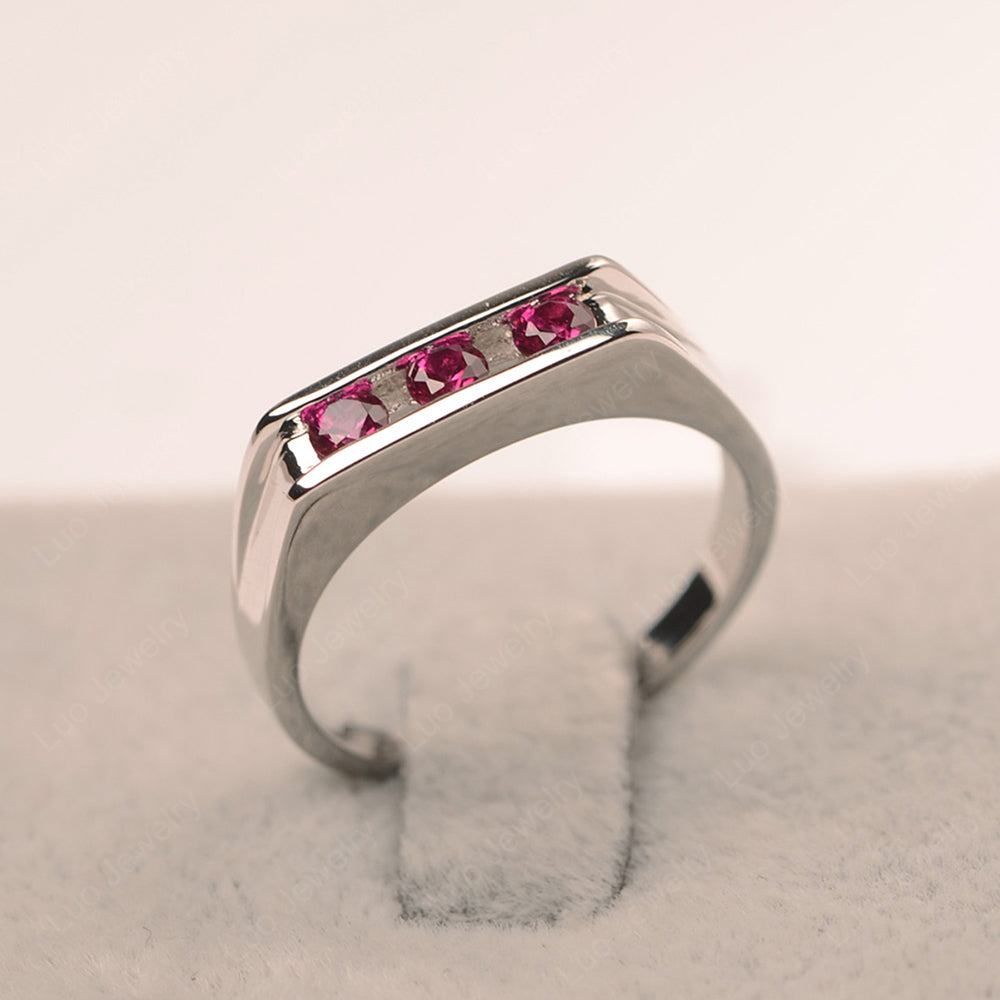 3 Stone Ruby Band Ring - LUO Jewelry