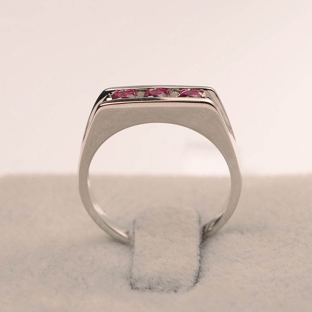 3 Stone Ruby Band Ring - LUO Jewelry