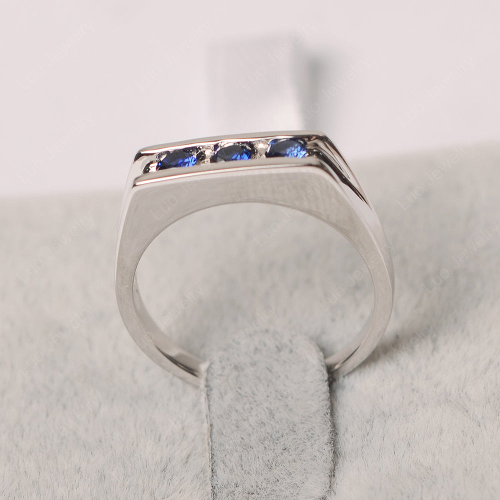 3 Stone Lab Sapphire Band Ring - LUO Jewelry