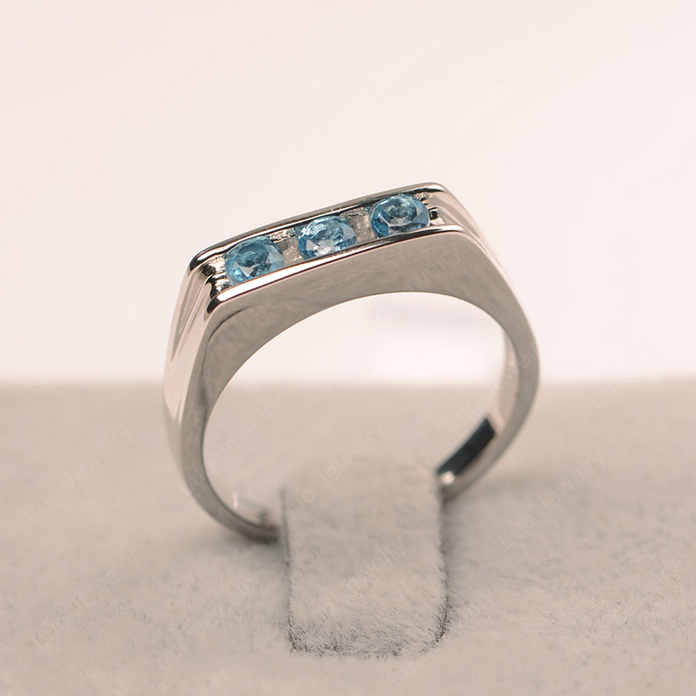 3 Stone Swiss Blue Topaz Band Ring - LUO Jewelry