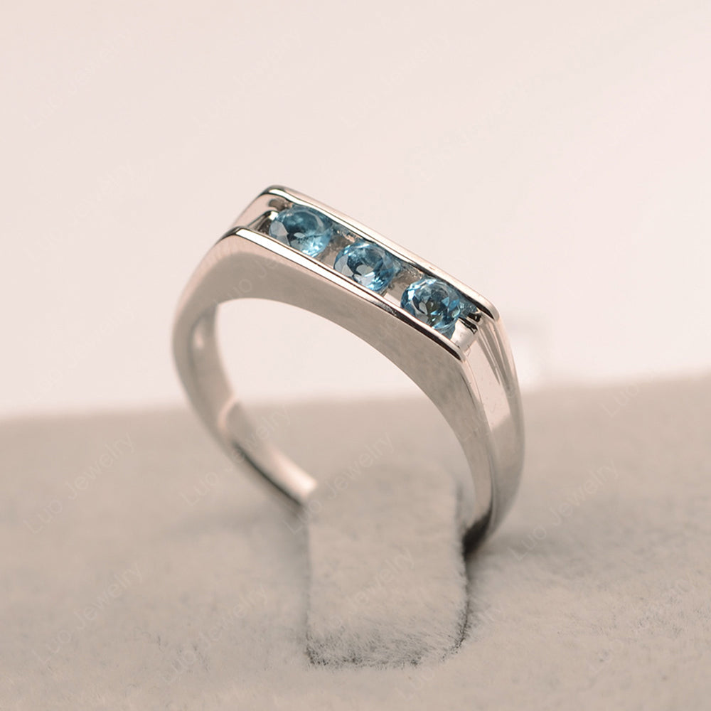 3 Stone Swiss Blue Topaz Band Ring - LUO Jewelry