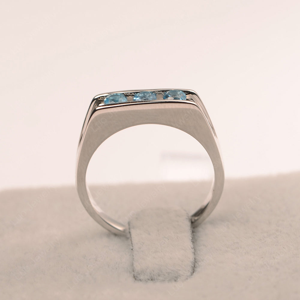 3 Stone Swiss Blue Topaz Band Ring - LUO Jewelry