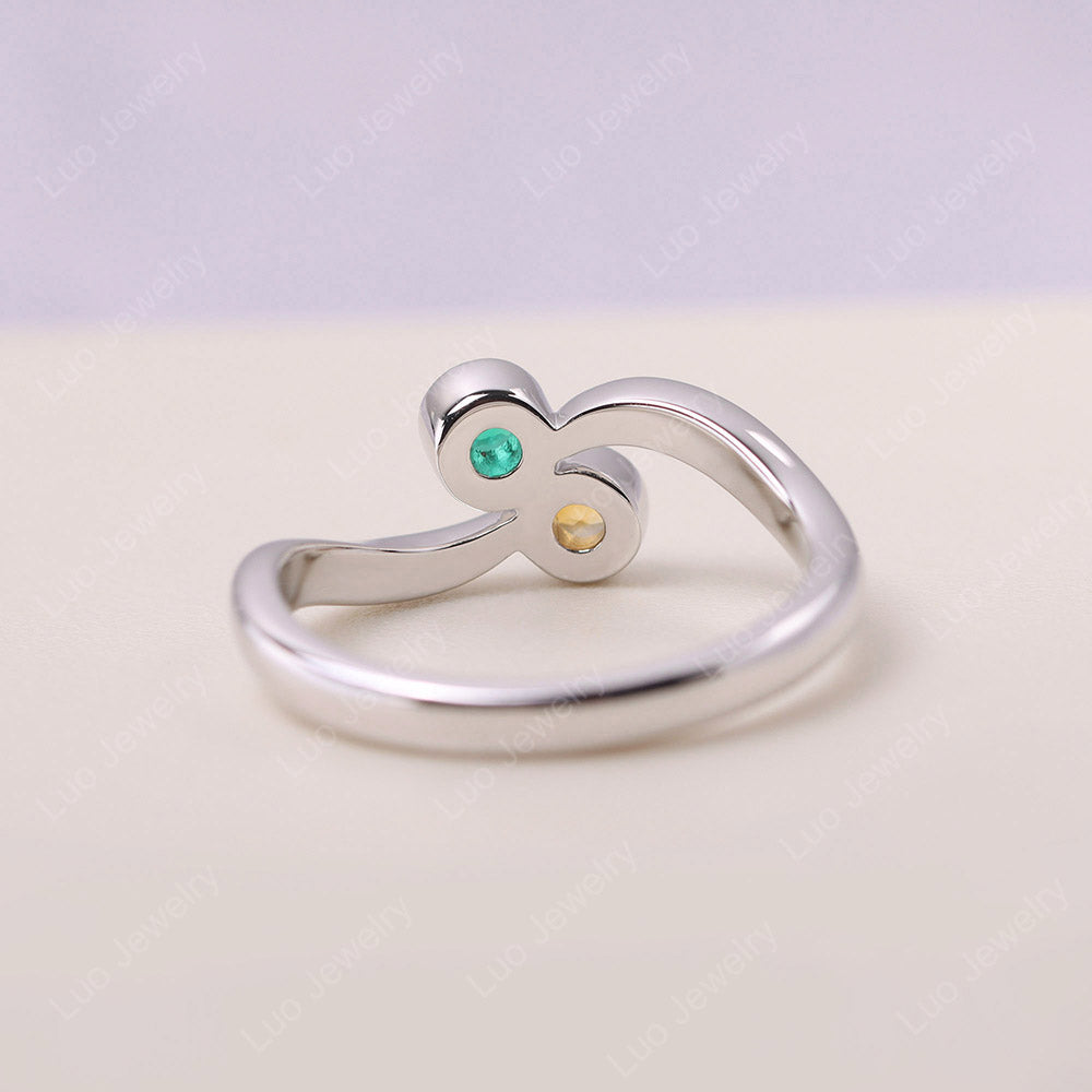 Citrine and Lab Emerald Two Stone Ring