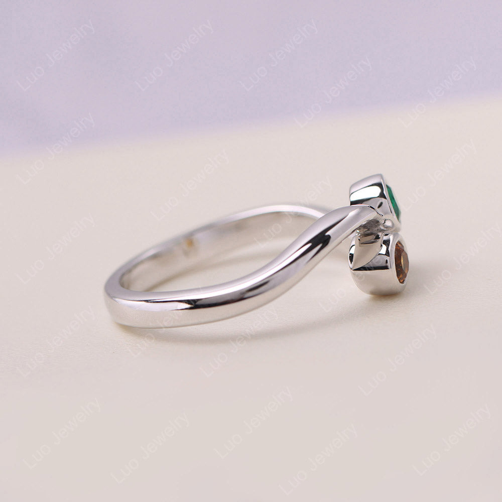 Citrine and Lab Emerald Two Stone Ring
