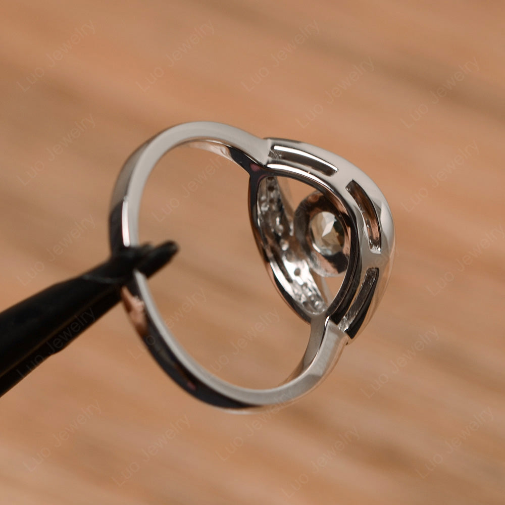 Aquamarine Evil Ring Bezel Set White Gold - LUO Jewelry