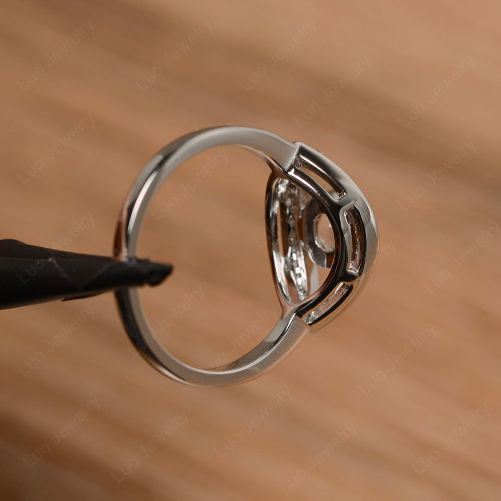 Rose Quartz Evil Ring Bezel Set White Gold - LUO Jewelry