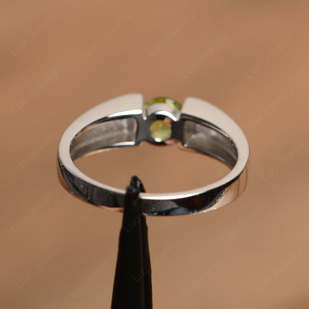 Peridot Solitaire Wide Band Ring Yellow Gold - LUO Jewelry