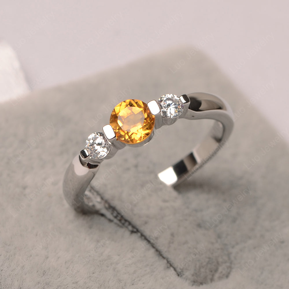 3 Stone Citrine Mothers Band Ring White Gold - LUO Jewelry