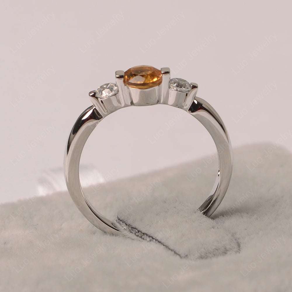 3 Stone Citrine Mothers Band Ring White Gold - LUO Jewelry