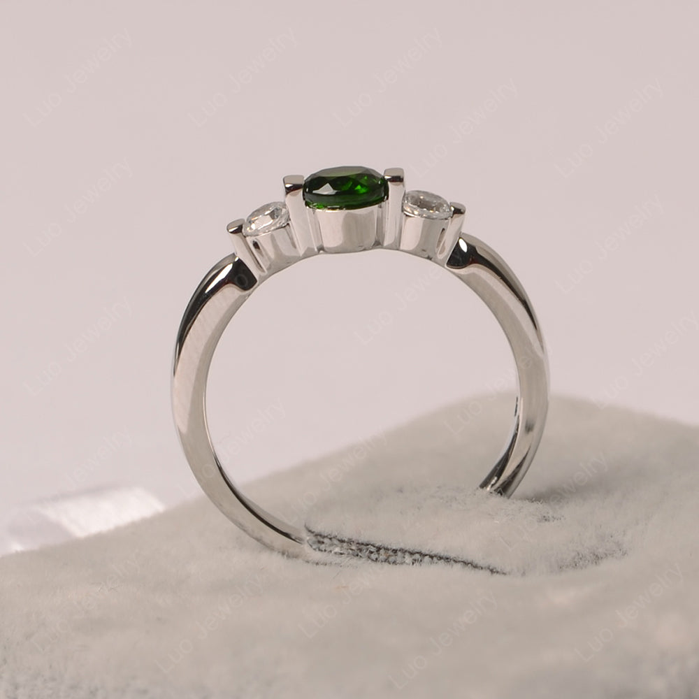 3 Stone Diopside Mothers Band Ring White Gold - LUO Jewelry