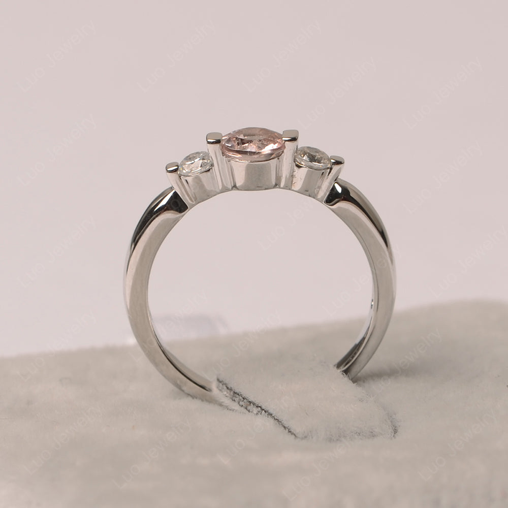 3 Stone Morganite Mothers Band Ring White Gold - LUO Jewelry