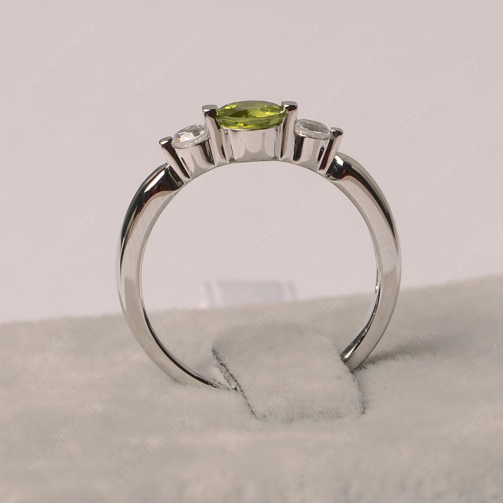 3 Stone Peridot Mothers Band Ring White Gold - LUO Jewelry