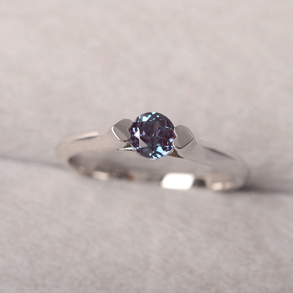 Dainty Alexandrite Ring Solitaire Engagement Ring - LUO Jewelry