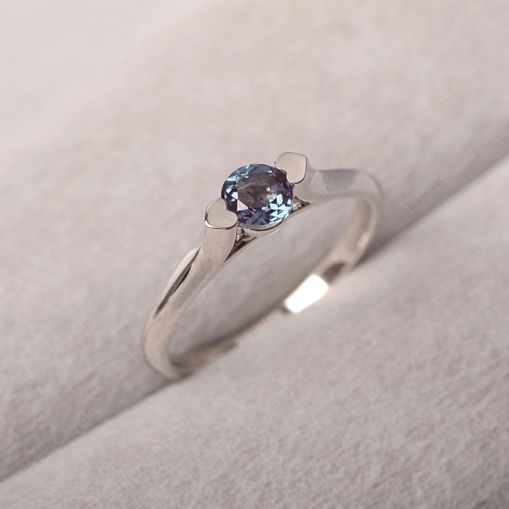 Dainty Alexandrite Ring Solitaire Engagement Ring - LUO Jewelry