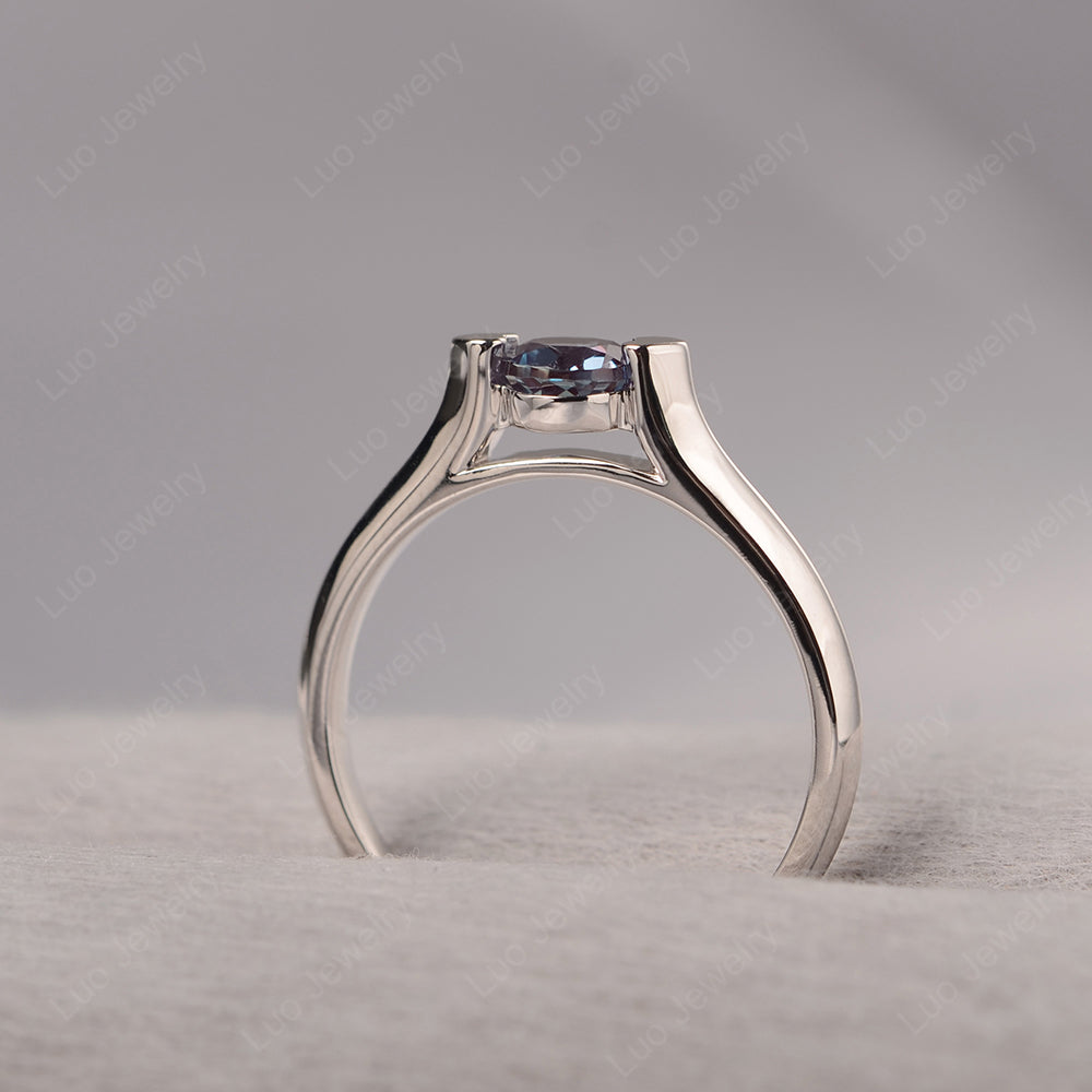 Dainty Alexandrite Ring Solitaire Engagement Ring - LUO Jewelry