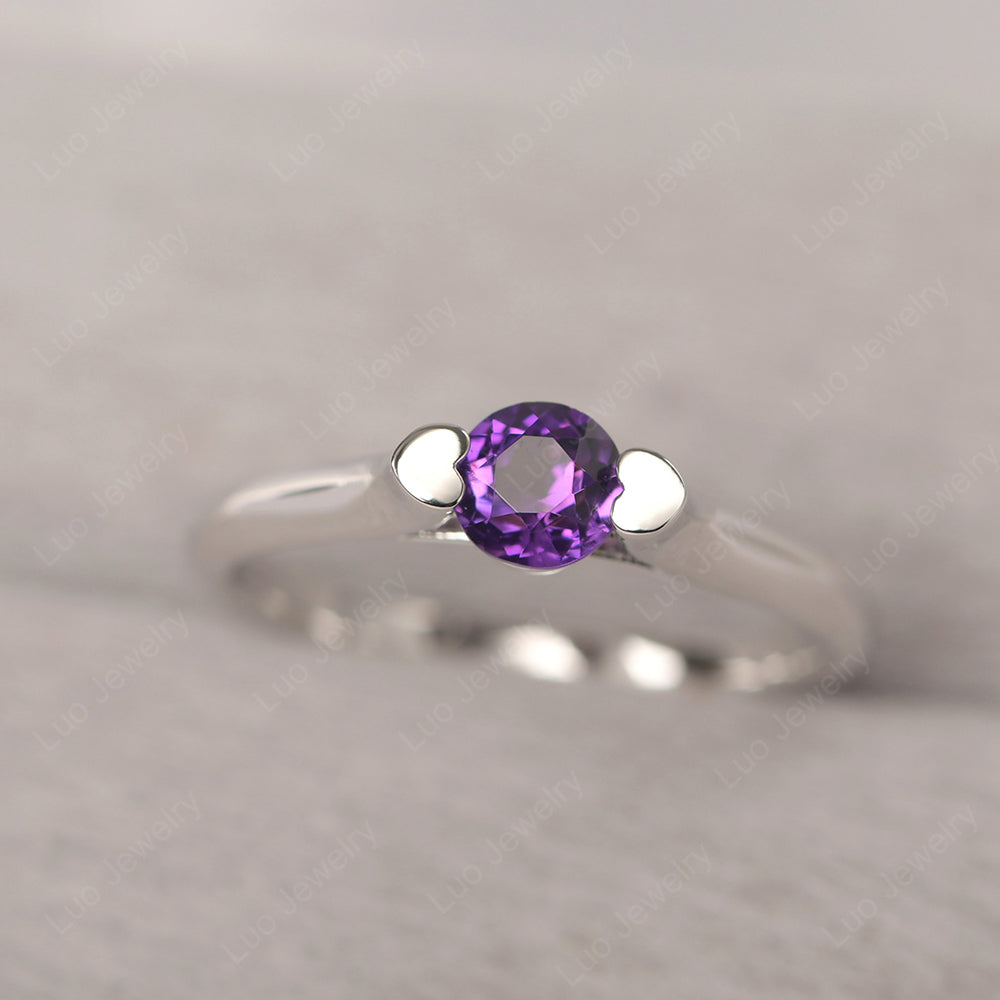 Dainty Amethyst Ring Solitaire Engagement Ring - LUO Jewelry