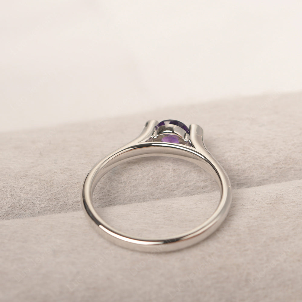 Dainty Amethyst Ring Solitaire Engagement Ring - LUO Jewelry