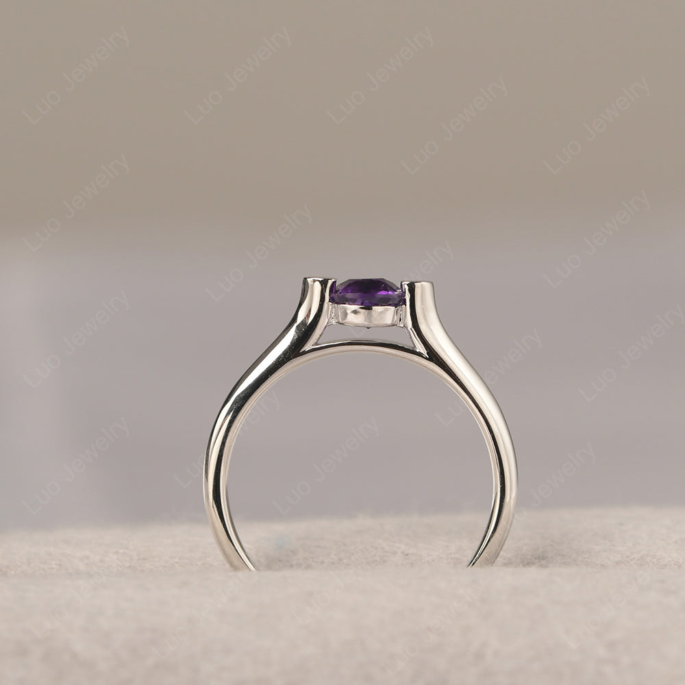 Dainty Amethyst Ring Solitaire Engagement Ring - LUO Jewelry