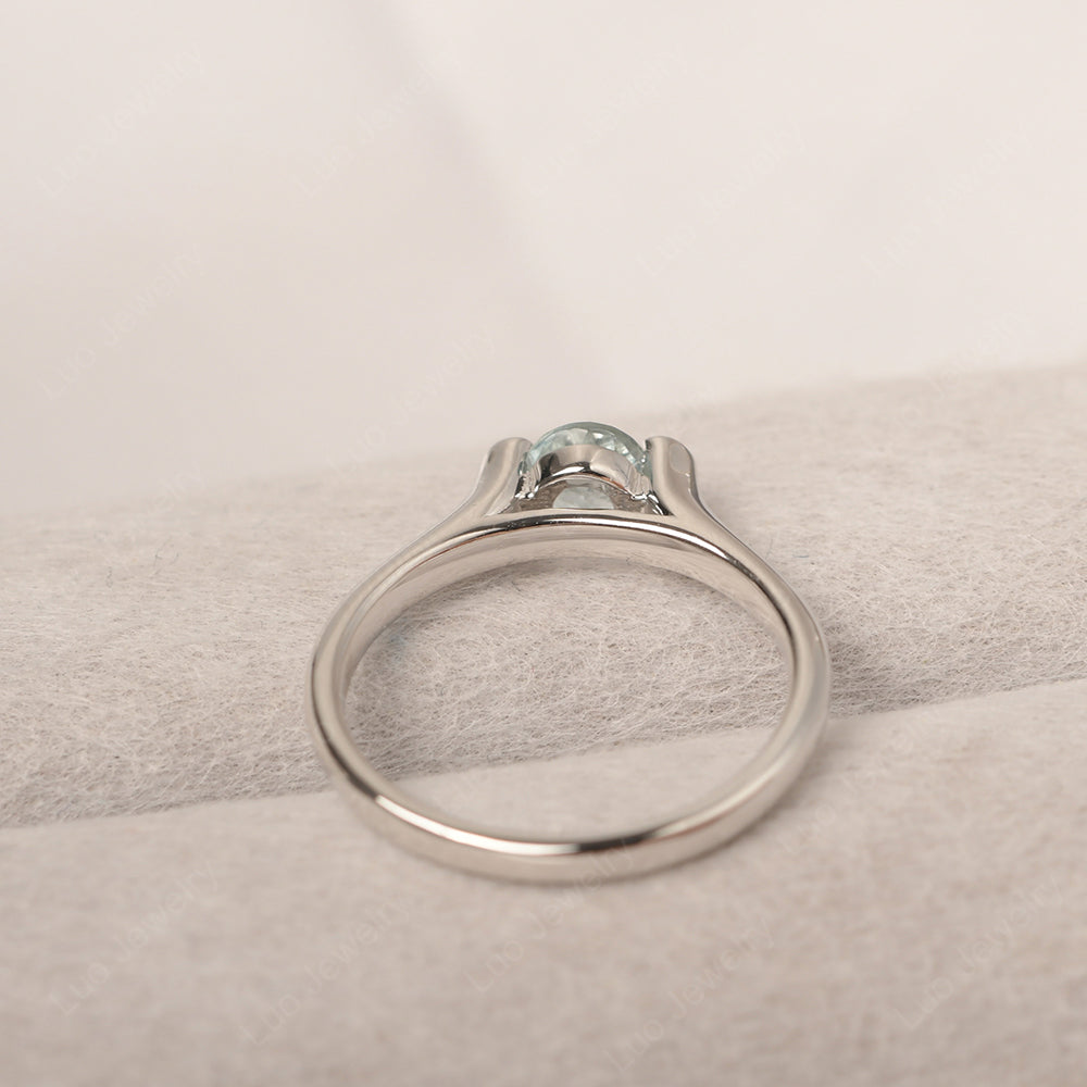 Dainty Aquamarine Ring Solitaire Engagement Ring - LUO Jewelry