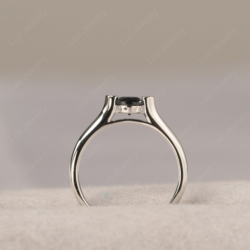 Dainty Black Spinel Ring Solitaire Engagement Ring - LUO Jewelry