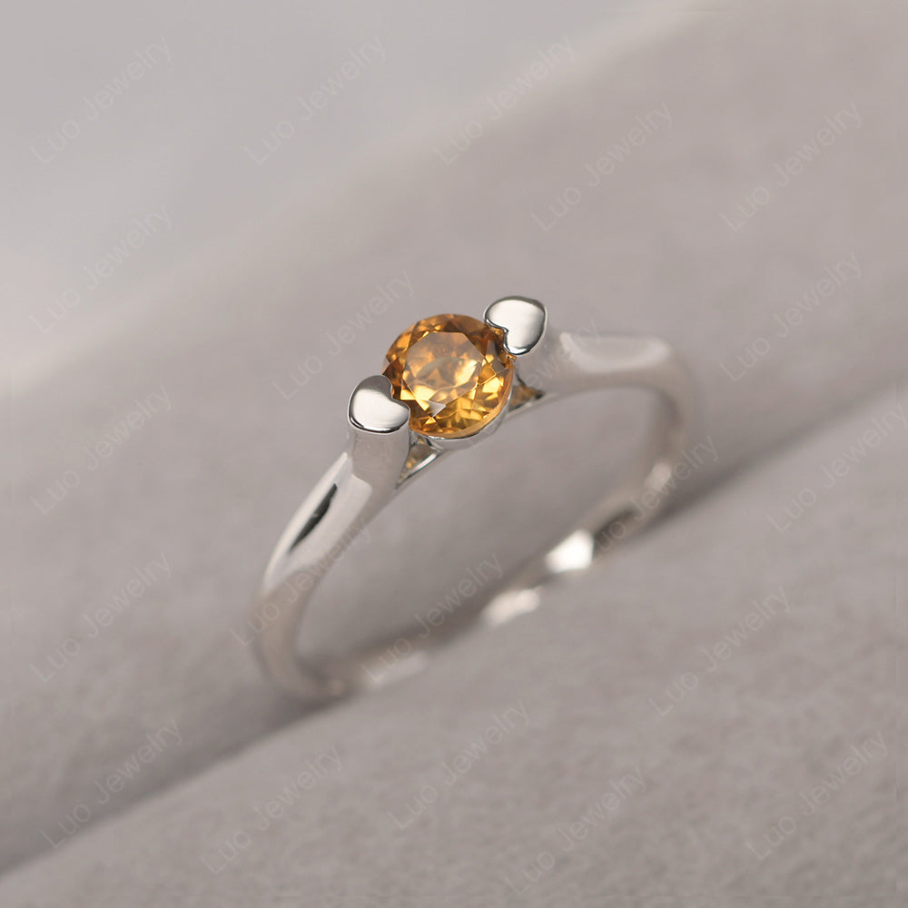 Dainty Citrine Ring Solitaire Engagement Ring - LUO Jewelry