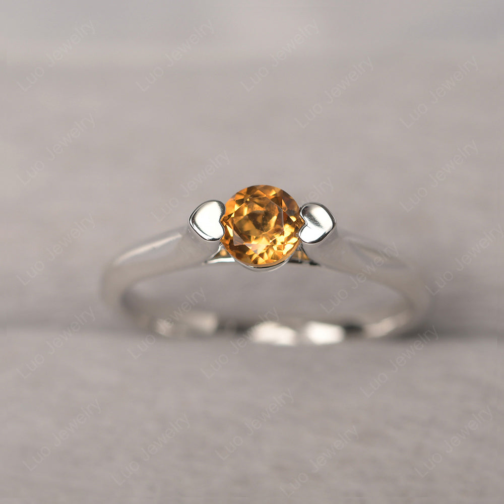 Dainty Citrine Ring Solitaire Engagement Ring - LUO Jewelry