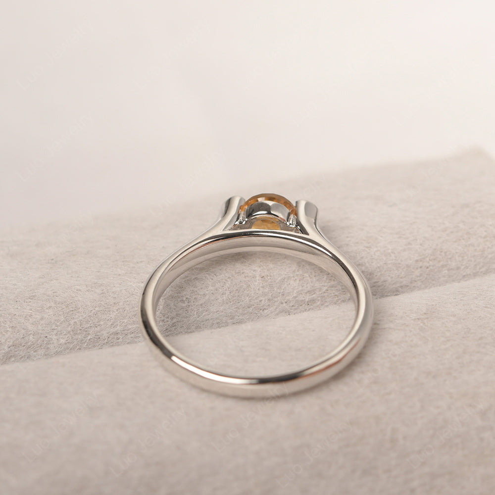 Dainty Citrine Ring Solitaire Engagement Ring - LUO Jewelry