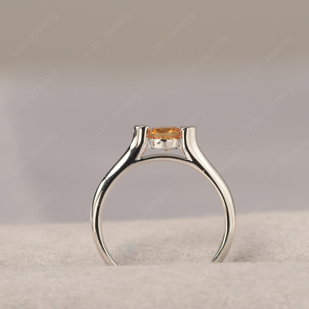 Dainty Citrine Ring Solitaire Engagement Ring - LUO Jewelry
