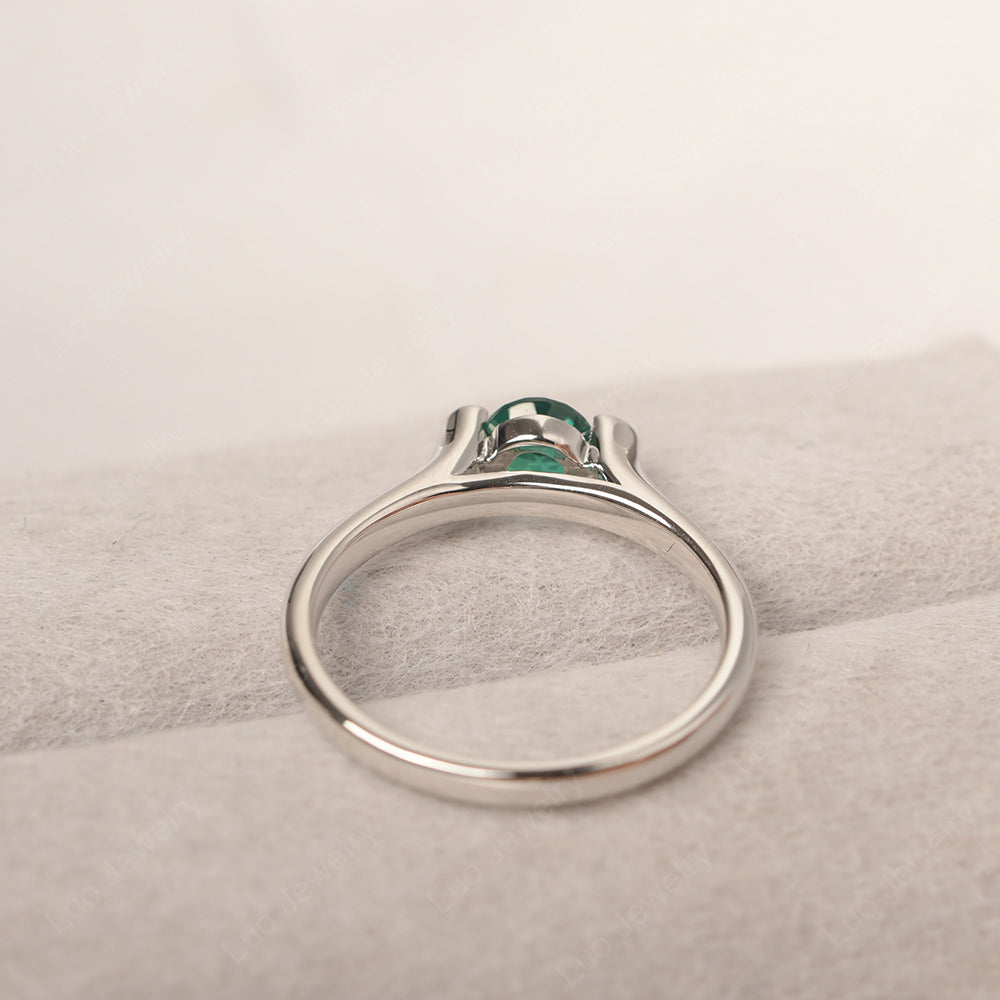 Dainty Lab Emerald Ring Solitaire Engagement Ring - LUO Jewelry