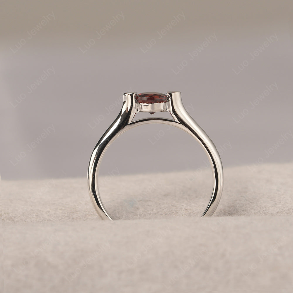 Dainty Garnet Ring Solitaire Engagement Ring - LUO Jewelry